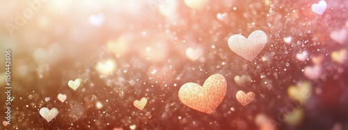 Colorful hearts float gently in a dreamy background of shimmering bokeh lights
