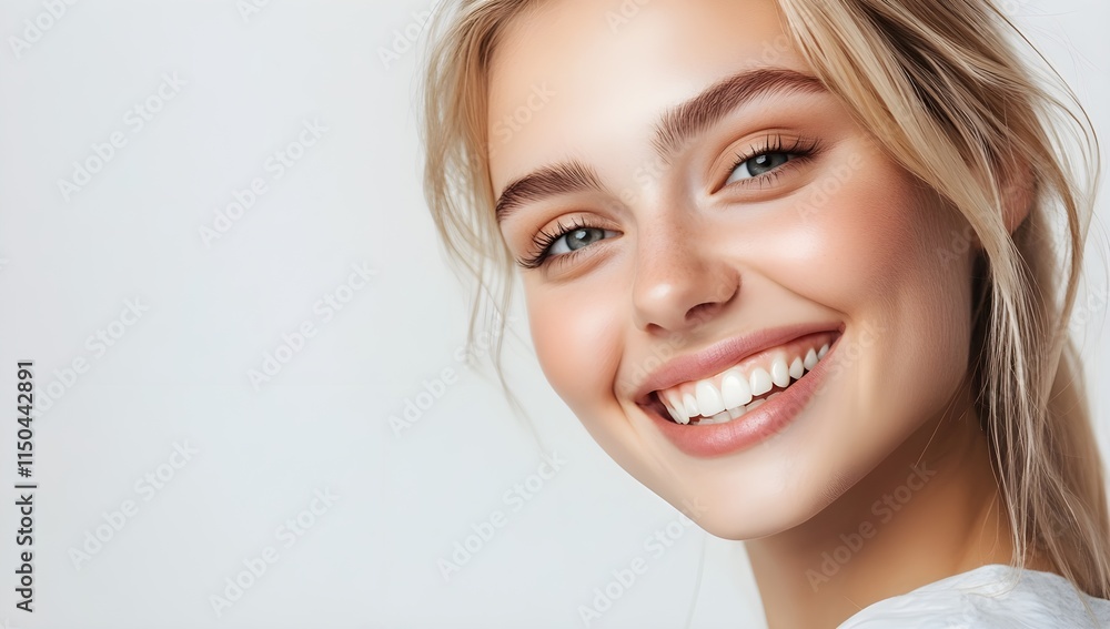 Beautiful blond woman smiling at the camera in headshot on white background, insanely detailed portrait of a beautiful girl. Young female with perfect smile and cheerful expression. generative AI. Beautiful blond woman smiling at the camera in headshot on white background, insanely detailed portrait of a beautiful girl. Young female with perfect smile and cheerful expression. generative AI.