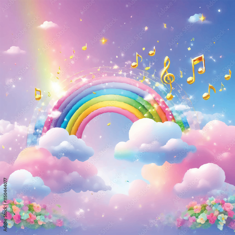 Magical Fantasy Sky Background with Rainbow and Unicorn - Beautiful Purple, Pink, and Blue Clouds, Sunny Day, and Pastel Colors. Perfect for Summer, Spring, and Dreamy Outdoor Landscapes Magical Fantasy Sky Background with Rainbow and Unicorn - Beautiful Purple, Pink, and Blue Clouds, Sunny Day, and Pastel Colors. Perfect for Summer, Spring, and Dreamy Outdoor Landscapes