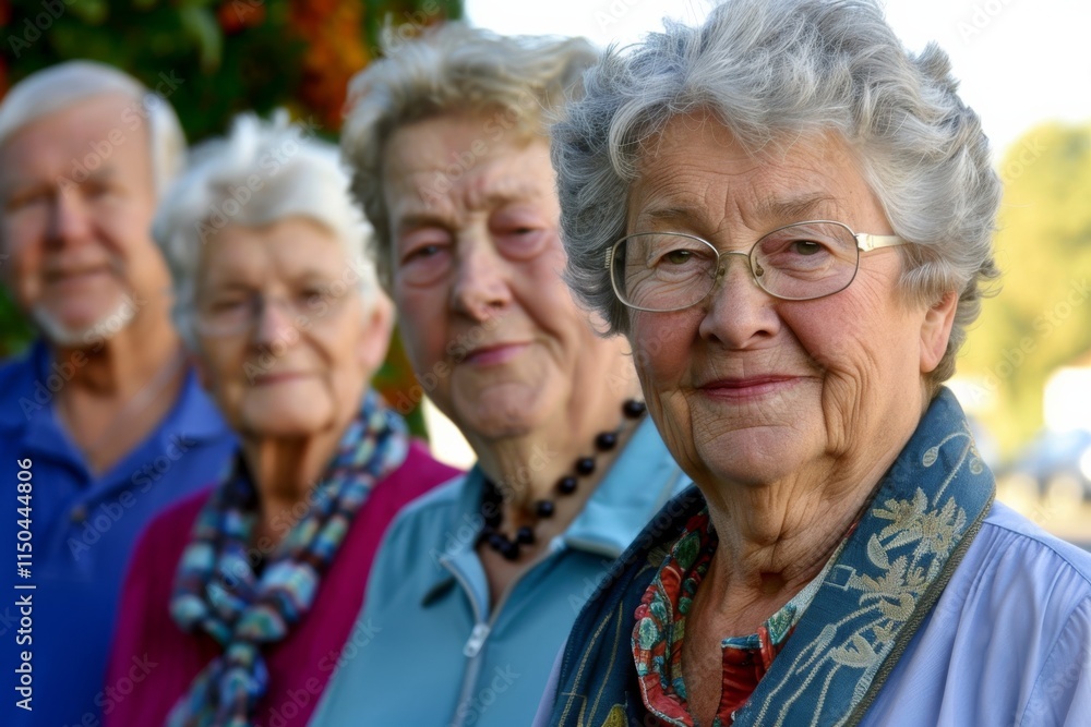 Portrait of a happy senior woman with her family in the background Portrait of a happy senior woman with her family in the background