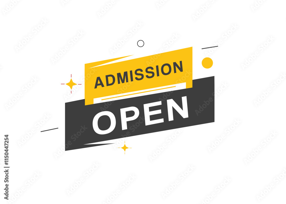 Admission open banner vector icon label element. Modern style template for announcement. Admission open banner vector icon label element. Modern style template for announcement.