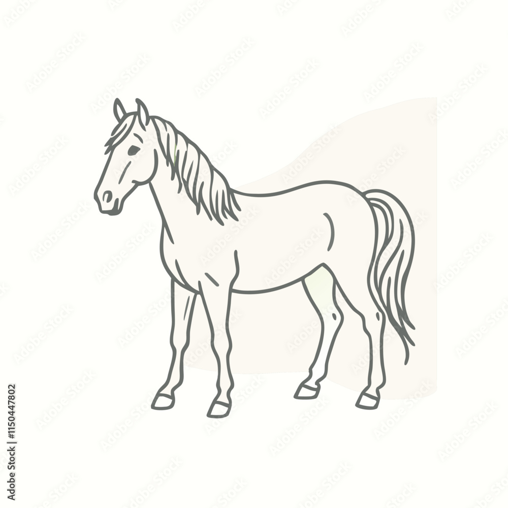 a line drawing of a horse standing on all fours. a line drawing of a horse standing on all fours.