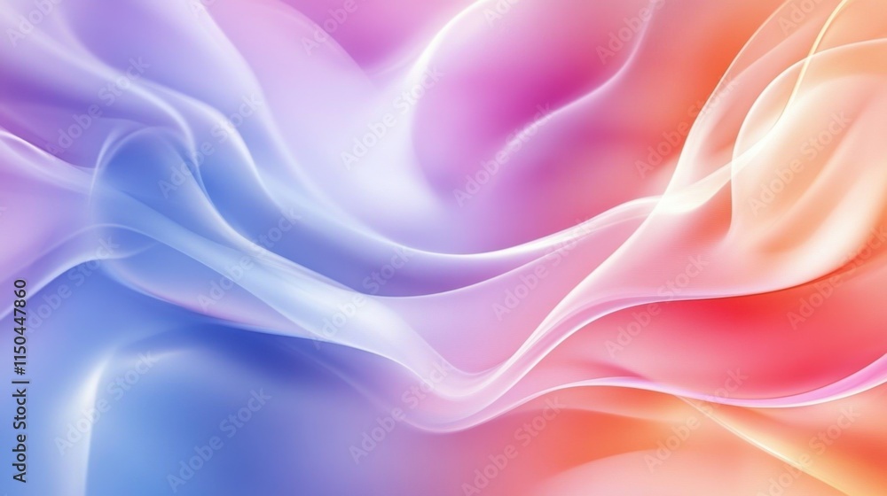 Fototapeta premium Abstract flowing gradient waves in pastel shades of pink, purple, blue, and orange