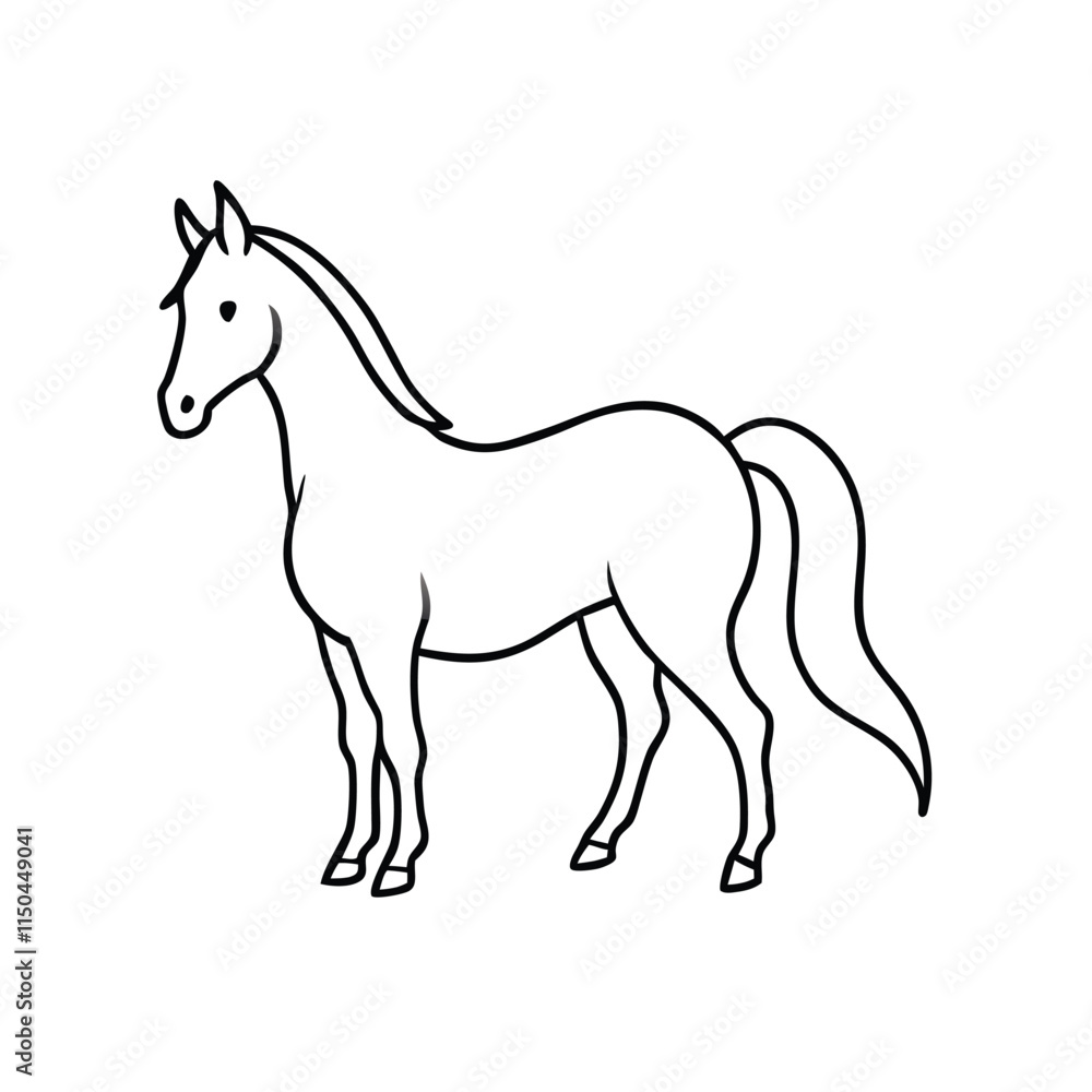 a line drawing of a horse standing on all fours. a line drawing of a horse standing on all fours.