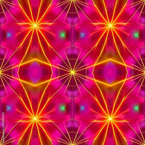 Abstract Kaleidoscope: A mesmerizing kaleidoscope pattern with radiant hues of pink, orange, and yellow, creating a dynamic and captivating visual experience.  