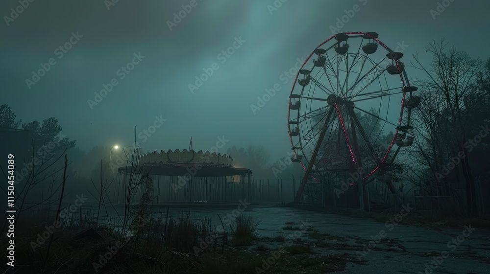 Abandoned Amusement Park at Night Abandoned Amusement Park at Night