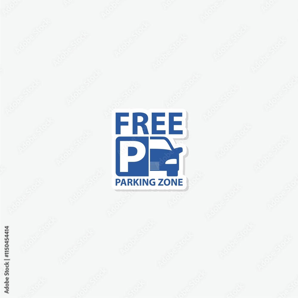 Obraz premium Free parking zone sign sticker isolated on gray background