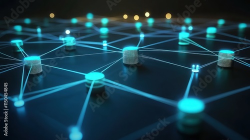 Close-up on illuminated network connections creating a deep, interconnected digital mesh background.