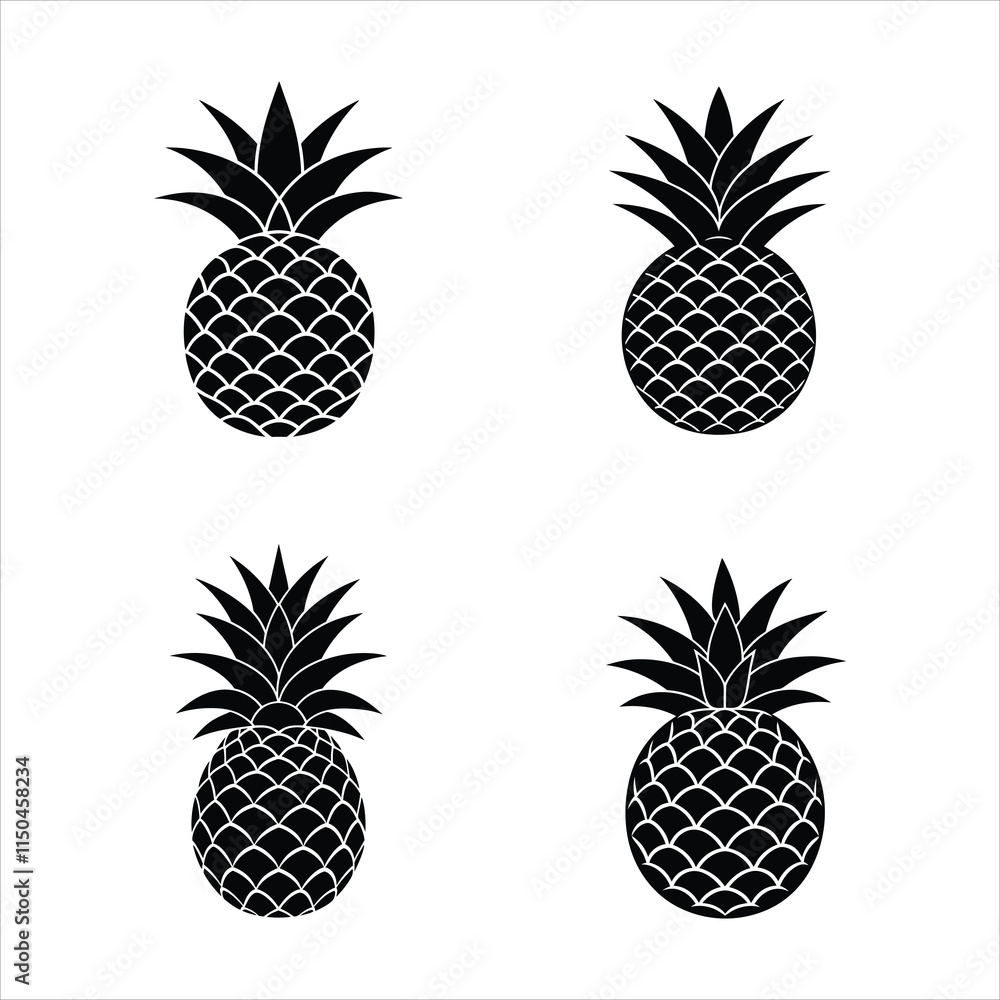 Obraz premium Pineapple silhouette vector illustration