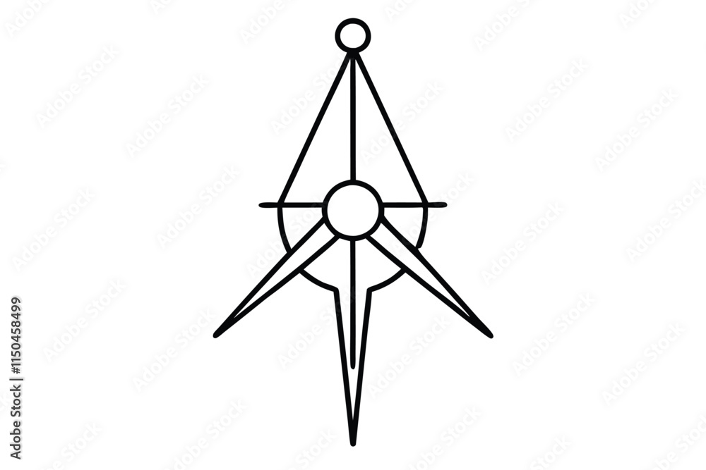 Compass icon style line art vector illustration Compass icon style line art vector illustration