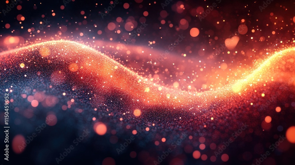 Abstract glowing particles flowing in a wavy pattern. Abstract glowing particles flowing in a wavy pattern.