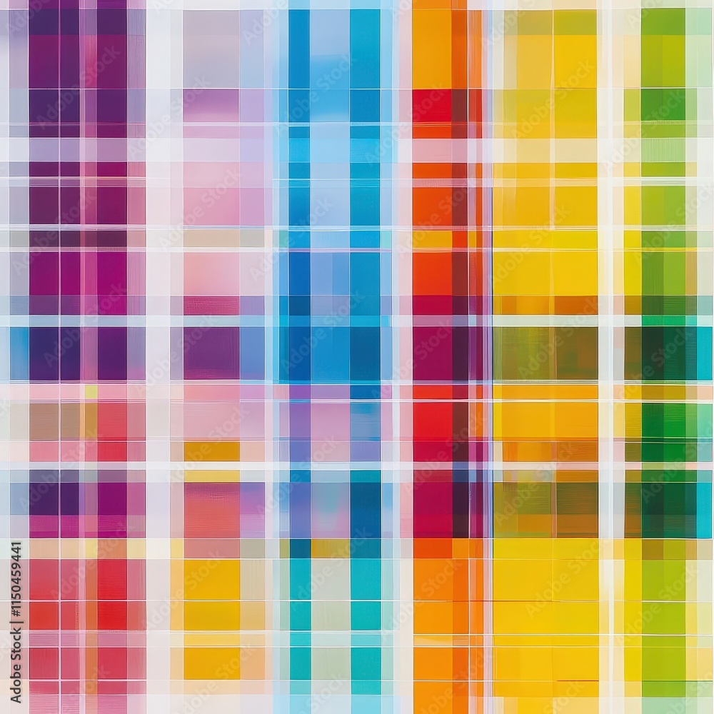 A grid of many small, colorful rectangles. Colors range from teal to pink.