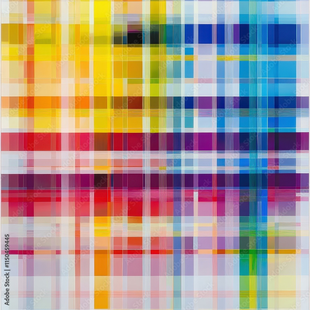 A grid of many small, colorful rectangles. Colors range from teal to pink.