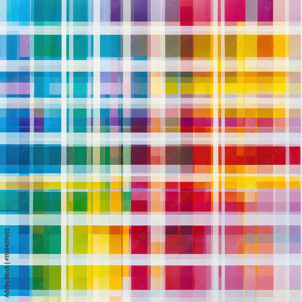 A grid of many small, colorful rectangles. Colors range from teal to pink.
