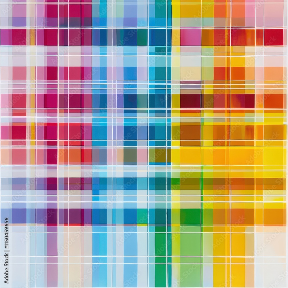 A grid of many small, colorful rectangles. Colors range from teal to pink.