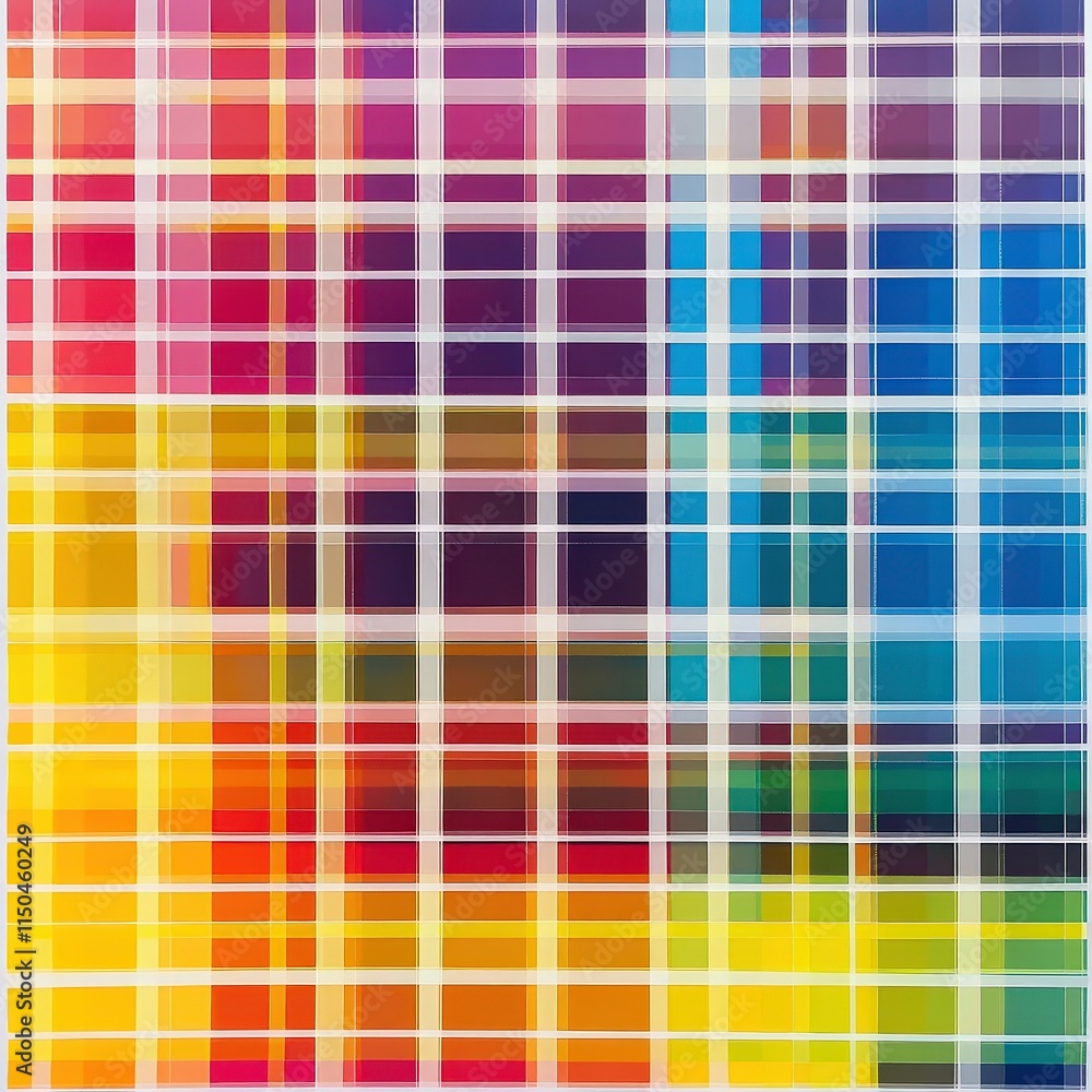 A grid of many small, colorful rectangles. Colors range from teal to pink.