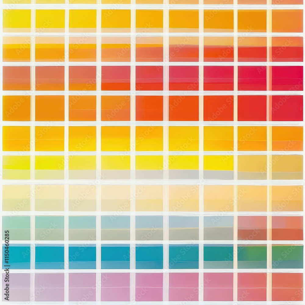 A grid of many small, colorful rectangles. Colors range from teal to pink.
