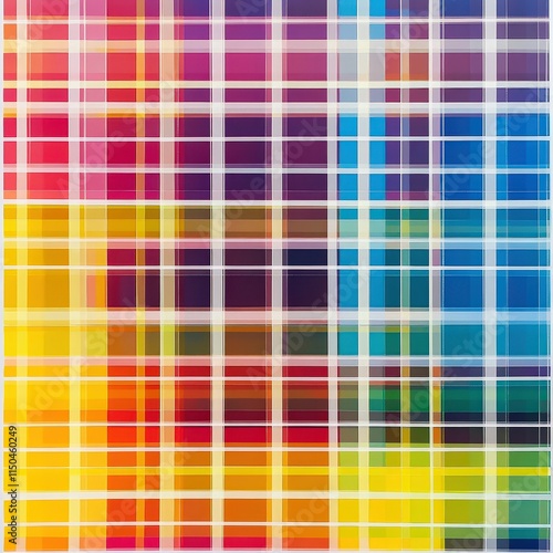 Obraz na płótnie A grid of many small, colorful rectangles. Colors range from teal to pink. w salonie