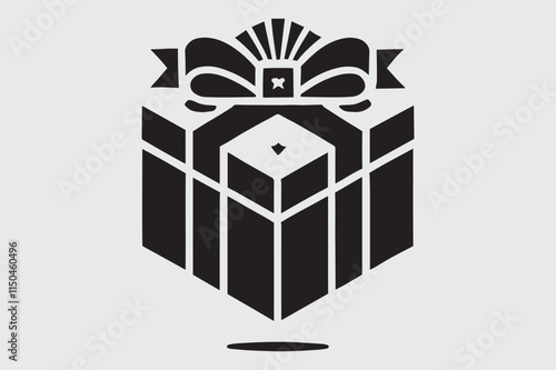 Gift Box Shape Silhouette Vector in Black and White