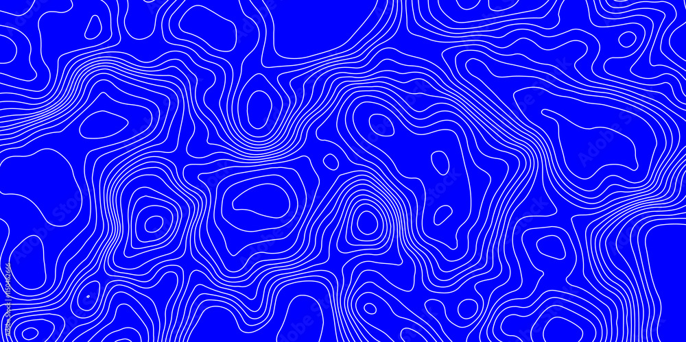 Obraz premium Modern shiny blue abstract pattern with swirls white lines wave topography curved reliefs background futuristic technology concept design contour map, cartographic map geography mountain relief.