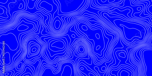 Modern shiny blue abstract pattern with swirls white lines wave topography curved reliefs background futuristic technology concept design contour map, cartographic map geography mountain relief.