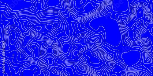 Modern shiny blue abstract pattern with swirls white lines wave topography curved reliefs background futuristic technology concept design contour map, cartographic map geography mountain relief.