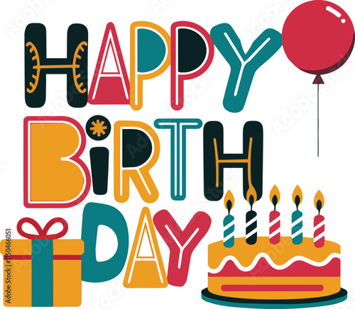 Happy birth day typography vector illustration 