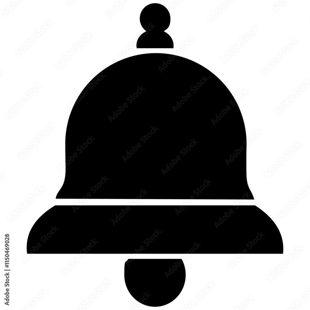 Simple black bell icon on a transparent background, symbolizing notifications or alerts in a digital context. Simple black bell icon on a transparent background, symbolizing notifications or alerts in a digital context.