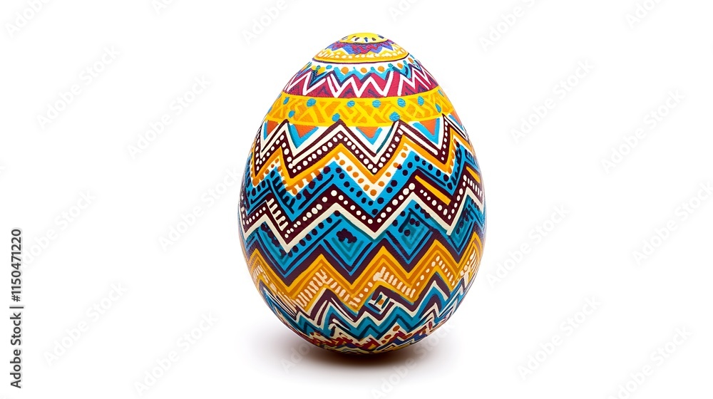 Colorful zigzag pattern egg on white background. Colorful zigzag pattern egg on white background.