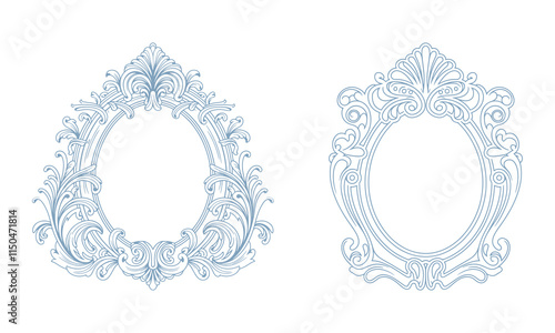 Floral Wedding monogram crest design. Vintage wedding monogram design. Vintage baroque frame engraving border floral retro wedding crest 