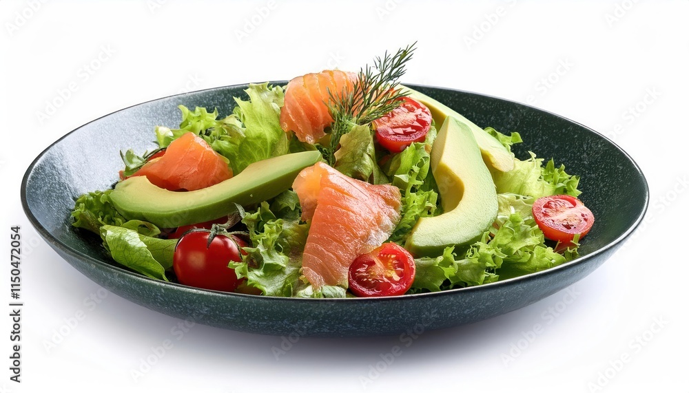 Healthy Salad with Smoked Salmon, Avocado, and Fresh Greens Healthy Salad with Smoked Salmon, Avocado, and Fresh Greens