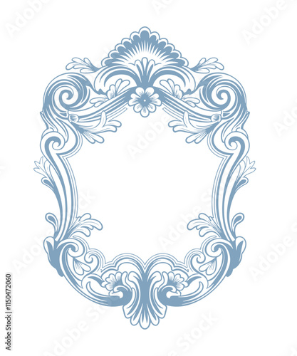 Floral Wedding monogram crest design. Vintage wedding monogram design. Vintage baroque frame engraving border floral retro wedding crest 
