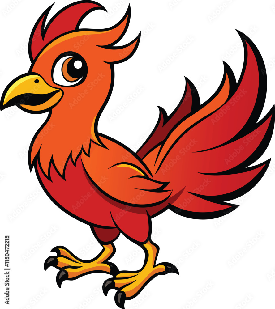 Fototapeta premium Cute Cartoon Phoenix Bird Illustration 