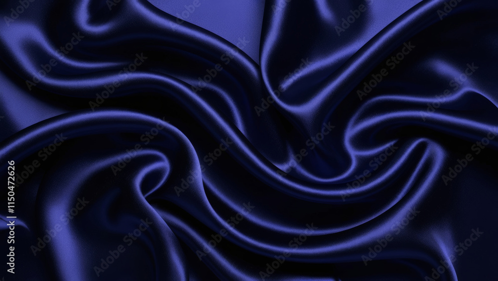 Fototapeta premium Luxurious blue satin fabric background with elegant folds and creases for creative designs.