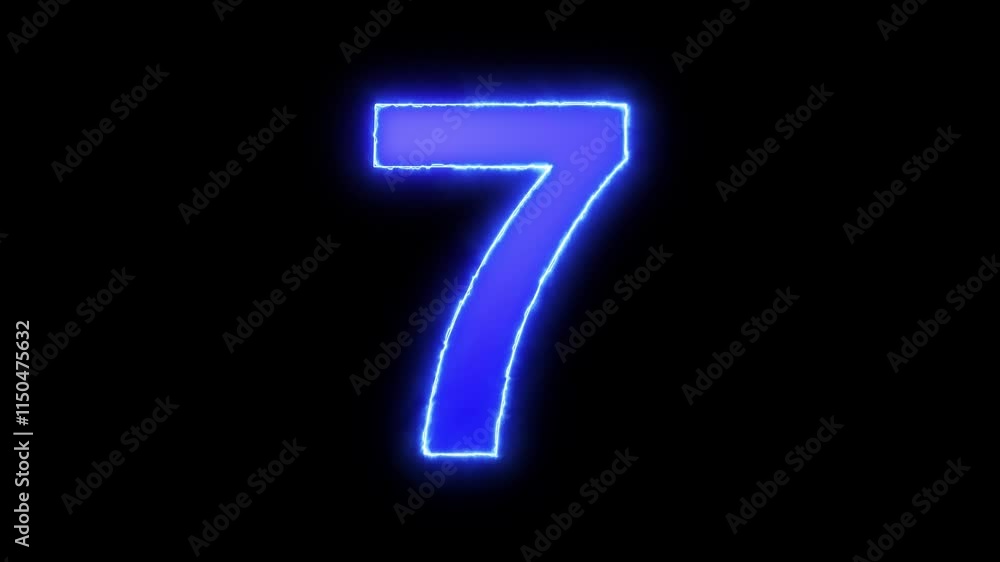 Countdown animation from 10 to 0. Electric burning number on a black background Countdown animation from 10 to 0. Electric burning number on a black background