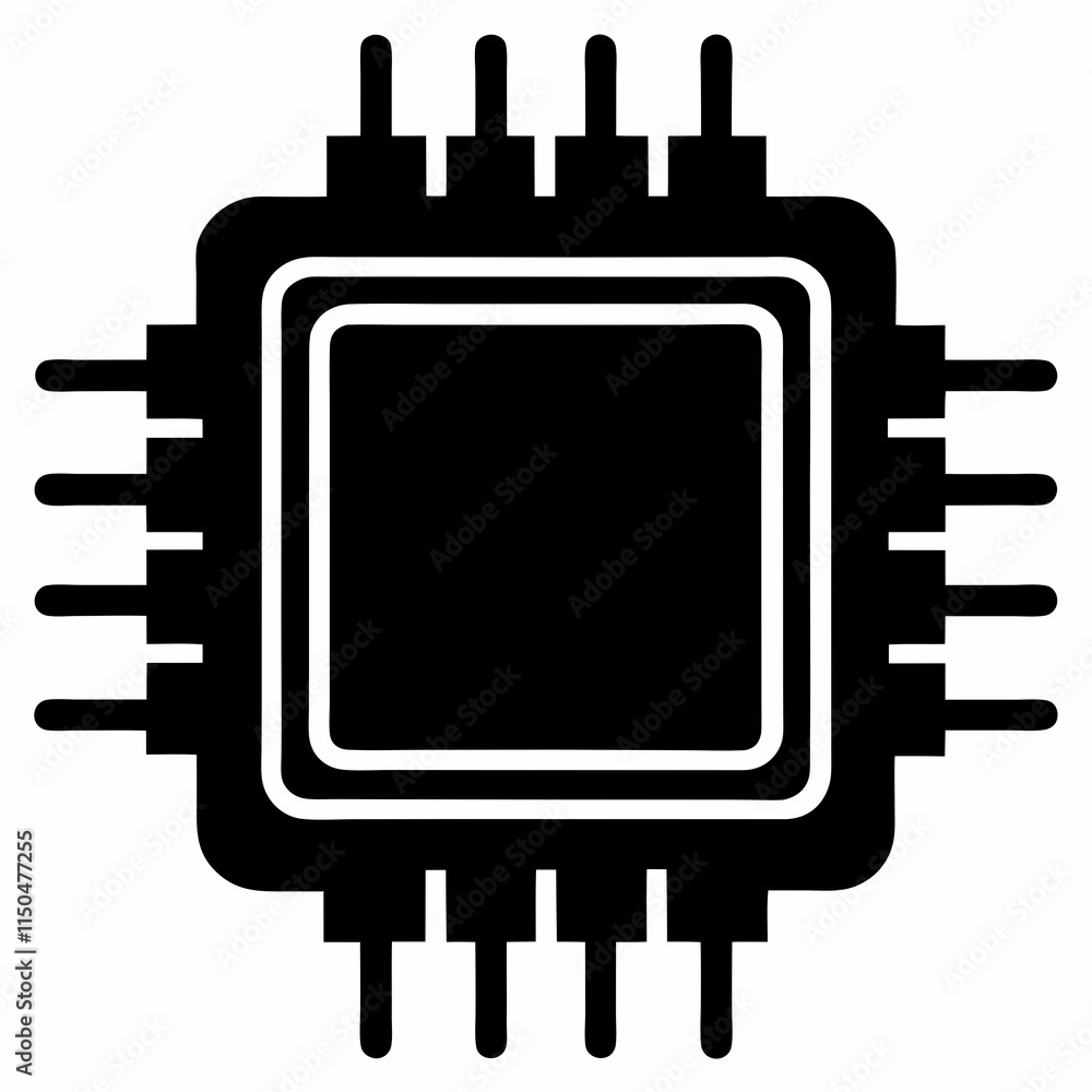 Digital Processor Silhouette Vector Digital Processor Silhouette Vector