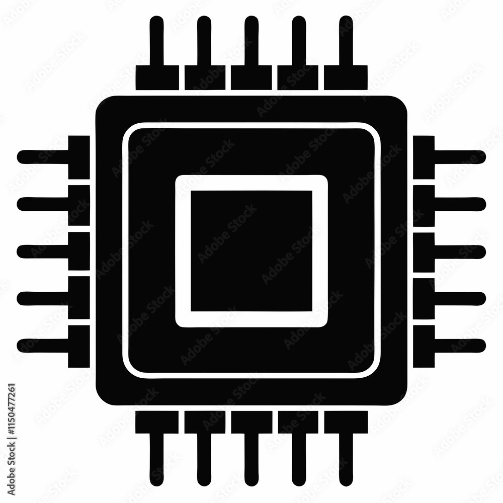Digital Processor Silhouette Vector Digital Processor Silhouette Vector