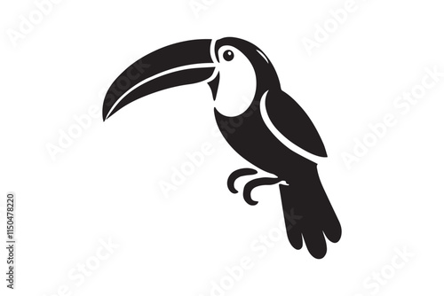 simple minimalistic toucan bird black color vector silhouette in white background