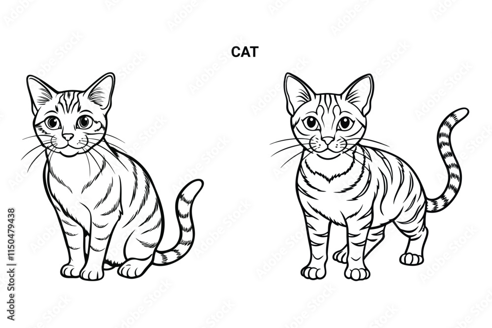 Fototapeta premium Editable Cat Isolated Outline Vector Illustration
