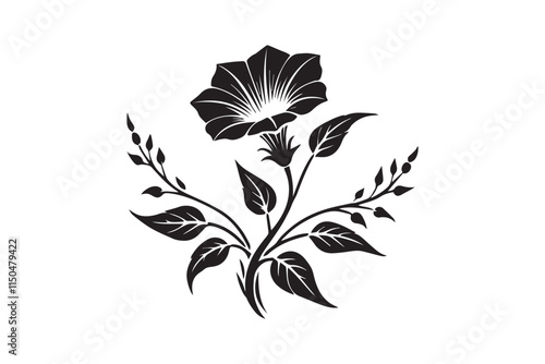 simple moonflower flower black color vector silhouette in white background