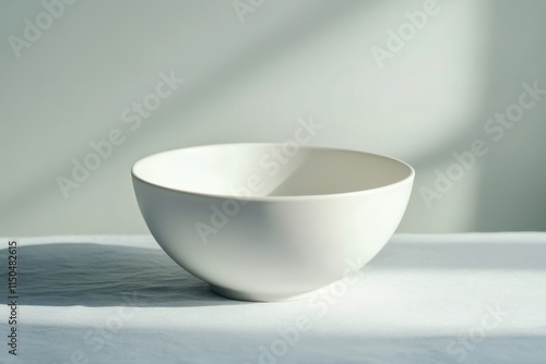 White ceramic bowl placed on a textured surface illuminated by soft natural light