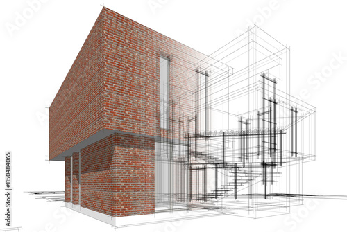 House building sketch architecture 3d rendering