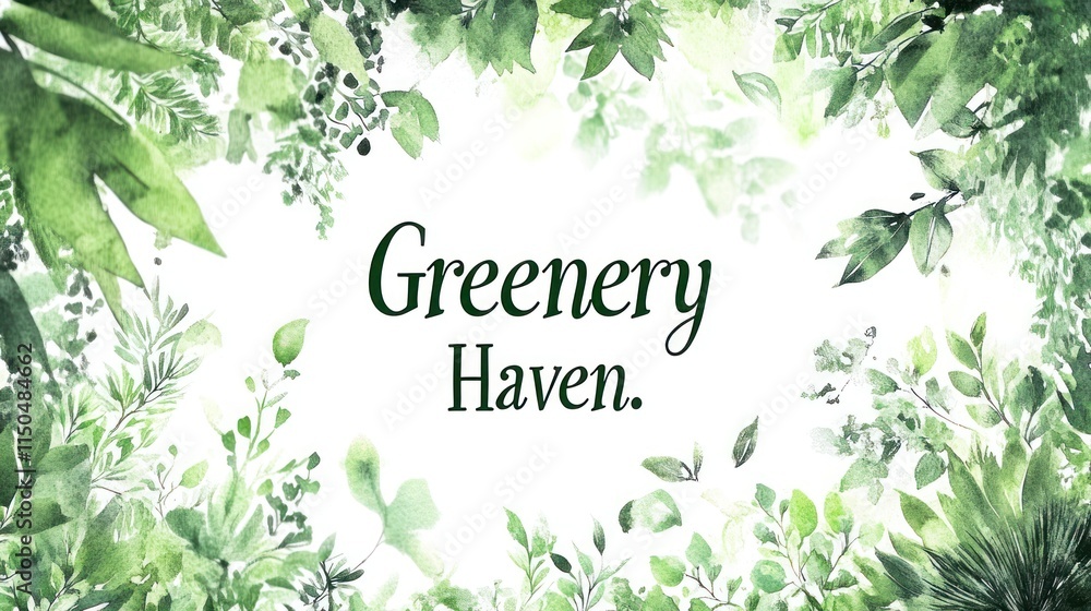 Watercolor greenery frame with Watercolor greenery frame with