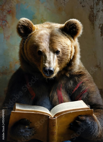 A reading bear
 photo