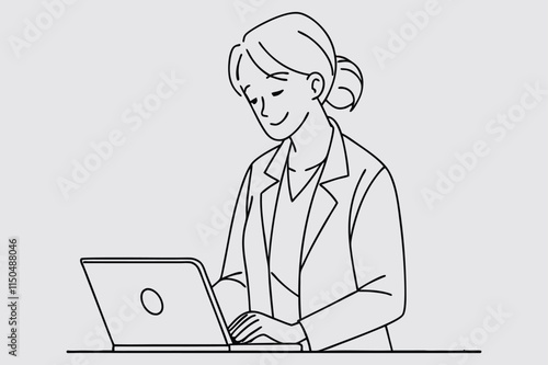 A happy white coat therapist in laptop.