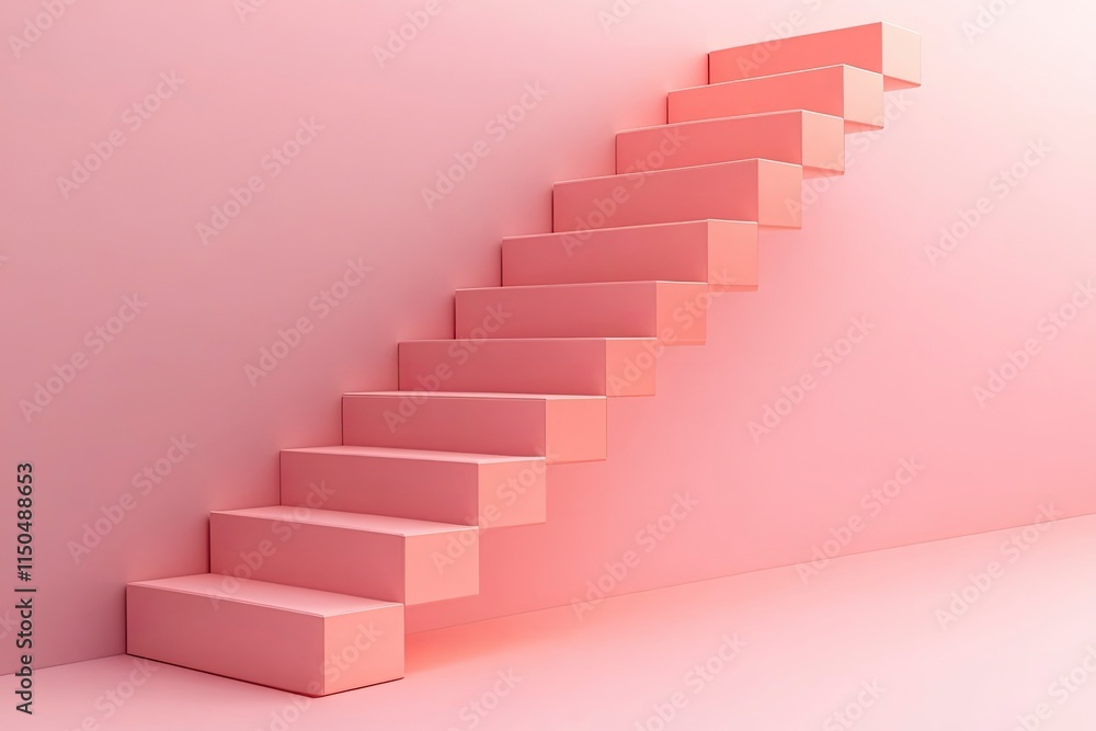 Conceptual stair on wall background building or architecture as metaphor to business success, growth, progress or achievement. 3D illustration of creative steps riseing up to the top as vision design Conceptual stair on wall background building or architecture as metaphor to business success, growth, progress or achievement. 3D illustration of creative steps riseing up to the top as vision design