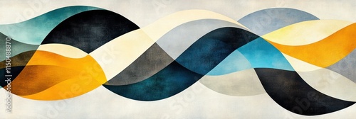 Wallpaper Mural Abstract wavy painting with teal, orange, gray, and black. Torontodigital.ca