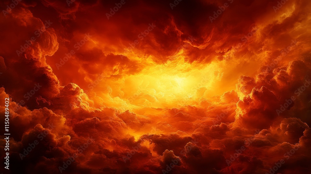 A dramatic sky filled with vibrant orange and red clouds, evoking a sense of awe. A dramatic sky filled with vibrant orange and red clouds, evoking a sense of awe.