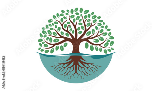 Abstract tree logo icon. Vector green tree man logo, human ecology tree logo Universal creative tree logotype. Vector tree of life symbol. human tree logo on white and dark background.