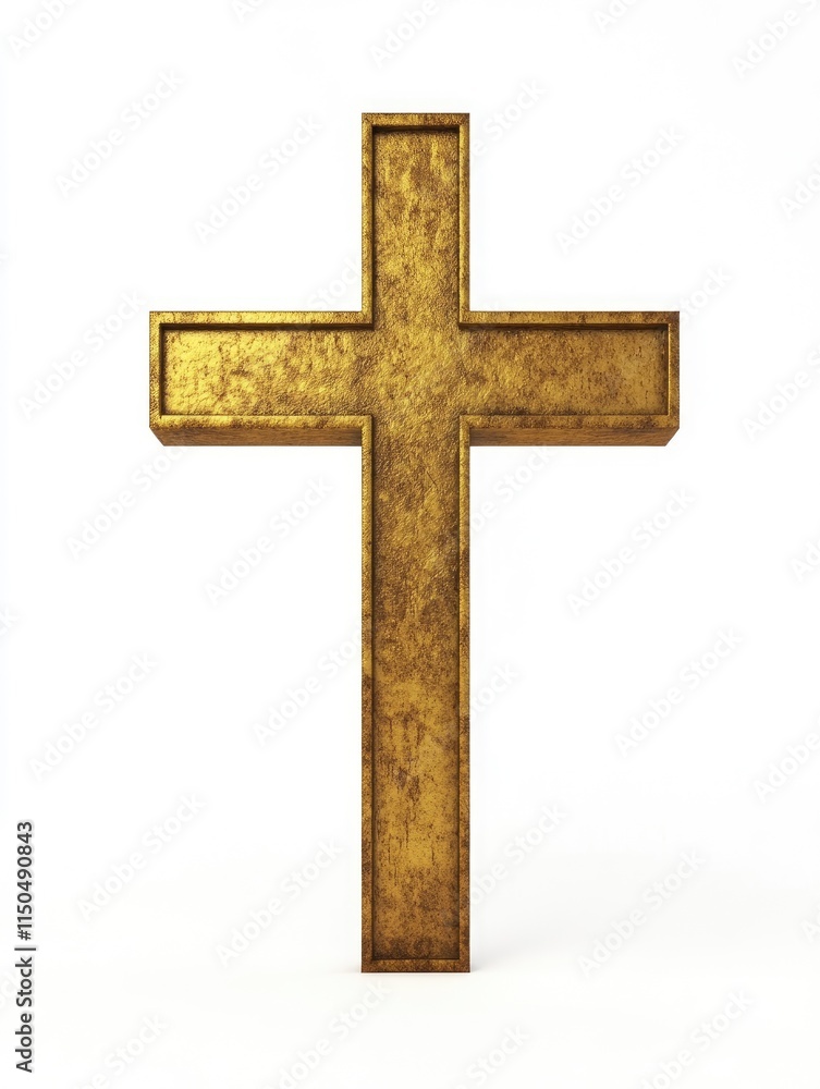 Cross of Jesus in 3D render isolated on white background. 3D illustration.